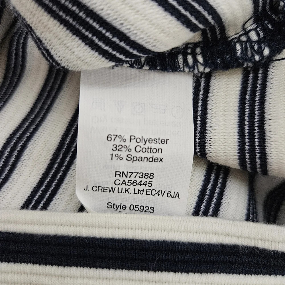 Madewell Shirt Navy Blue Stripe 3/4 Sleeve Zip Gallerist Ponte Top XS - Picture 7 of 8